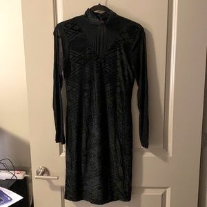 Lulus Mesh/Velvet body con dress.